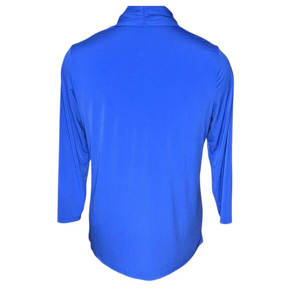 Susan Graver Women’s 1X Open Front Cardigan - Blue, Lightweight, 3/4 Sleeves - Picture 3 of 7